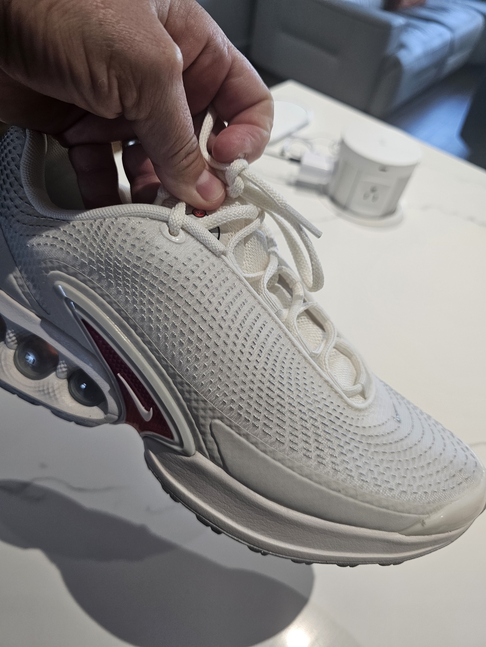 Nike White Sneakers with Maroon Detail